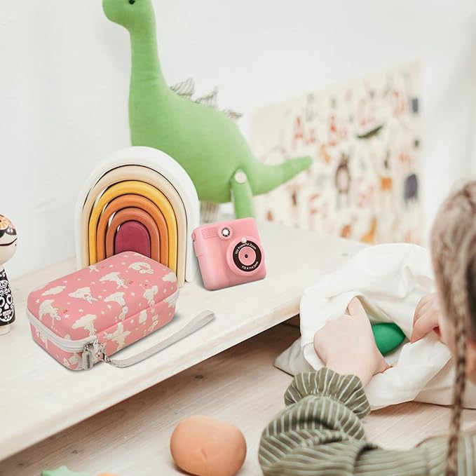 Case Compatible with ESOXOFFORE for Dylanto for Anchioo for WEEFUN for GKTZ for Amzelas for Mafiti Instant Print Camera for Kids, Film Camera Storage Holder Organizer Bag (Box Only)- Pink Rabbit