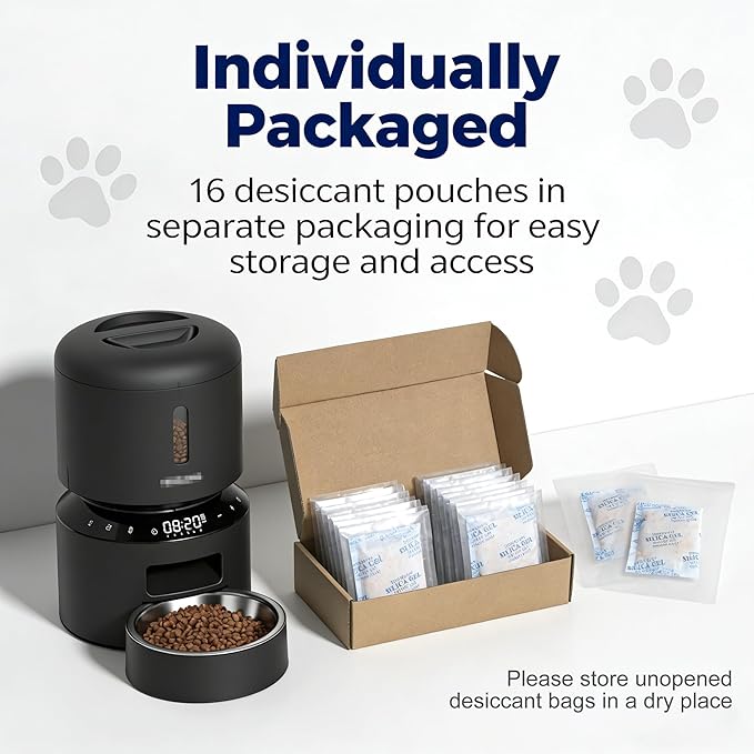 NewKe 16 Pack Color-Indicating Pet Food Desiccant Compatible with PETLIBRO Automatic Cat Feeder, Desiccant Packs Replacement for PETKIT Automatic Cat Feeder(Individually Packaged)