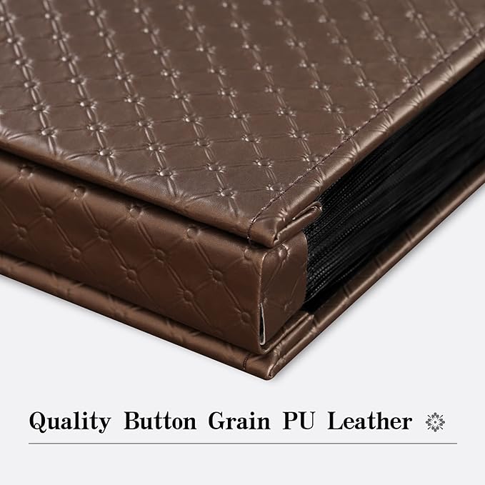 Mublalbum Small Photo Album 4x6 300 Photos Leather Cover Picture Book with Horizontal Pockets for Baby Wedding Anniversary and Family (Brown)
