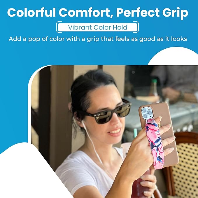 Switchbands Universal Phone Grip Strap – Pack of 2, Customizable Phone Holder for Hand, Wireless Charging Safe Phone Handle Grip, Phone Strap for iPhone, Samsung & Android Cases - Blue & Cobalt Blue