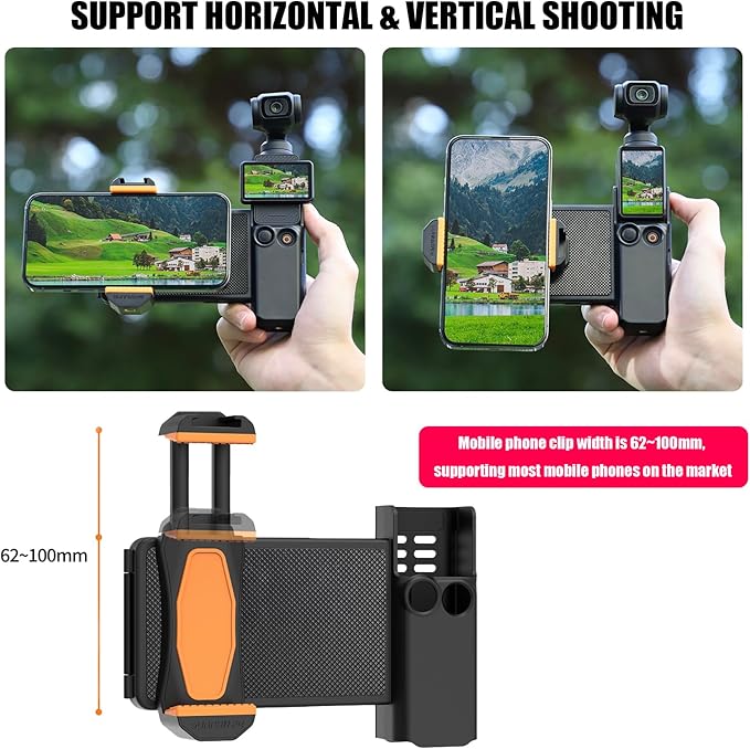 Pocket3 Phone Extension Holder for DJI Osmo Pocket 3 Camera Handle Accessories Cold Shoe Adapter Expansion Mount Mic Light Tripod Lens Filter SD Card Storage Case