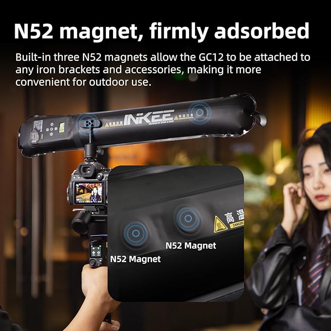INKEE GC12 Portable LED Photography Light Wand,Bi Color Magnetic Handheld Video Wand Stick 2700K-6500K,2500mAh Built-in Rechargable Inflatable Light for Video Recording Dimmable Camera Light Tube