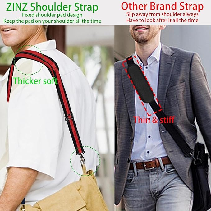 ZINZ Shoulder Strap 58" Ultra-Thick Fixed Padded and Adjustable Buckles Crossbody Strap for Briefcase Laptop Bag Luggage