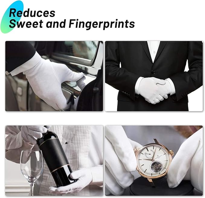 Cotton Gloves for Dry Hands, Paxcoo 20 Pairs Large White Cotton Gloves for Cosmetic Moisturizing and Inspection