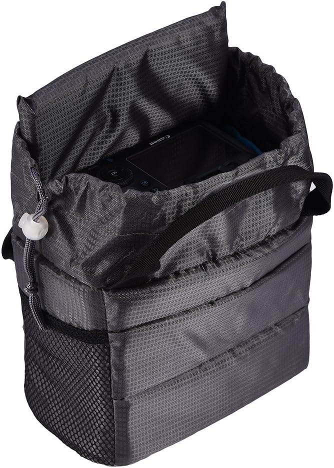Padded DSLR/SLR Camera, Portable Insert Partition Camera Handbag Shockproof Protective Case Carrying Pouch for DSLR Camera/Lens(Gray)