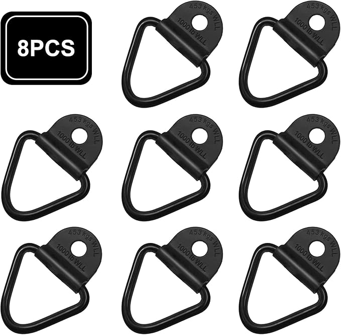Cargo Tie-Down Anchors,8-Pack Black Steel V-Ring Bolton Trailer Cargo Tie Down,for Trailers,Trucks and Warehouses Replacement for D-Ring Plastic Flush Mount Pan Fitting Tie Down
