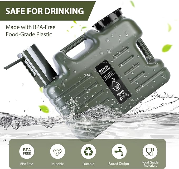 5 Gallon Camping Water Jug with Foldable Auto Pump, BPA-Free Leak-Proof Camping Water Container with Spigot, Type-C Rechargeable, Portable Water Storage Tank for Hiking, Outdoors & Emergency Use