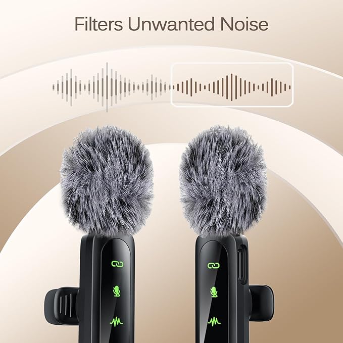 Professional Wireless Lavalier Lapel Microphone for iPhone, iPad, Mini Video Recording Mic for Interview Video Podcast Vlog YouTube & Livestream, Noise Reduction, Plug & Play (MIC With LCD Screen)