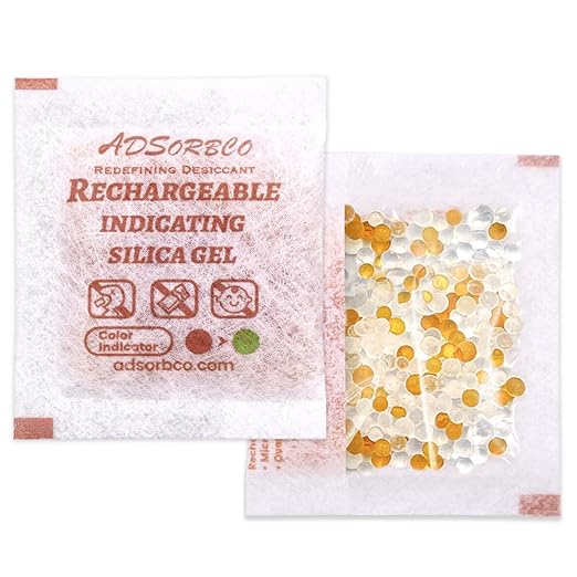 ADSorbco 2 Gram (200 Pack) Silica Gel Packets - Desiccant Packs for Storage, Moisture Absorbers for Food, Rechargeable, Orange-to-Green & White Blend for Food Storage, Electronics, Jewelry, Safes