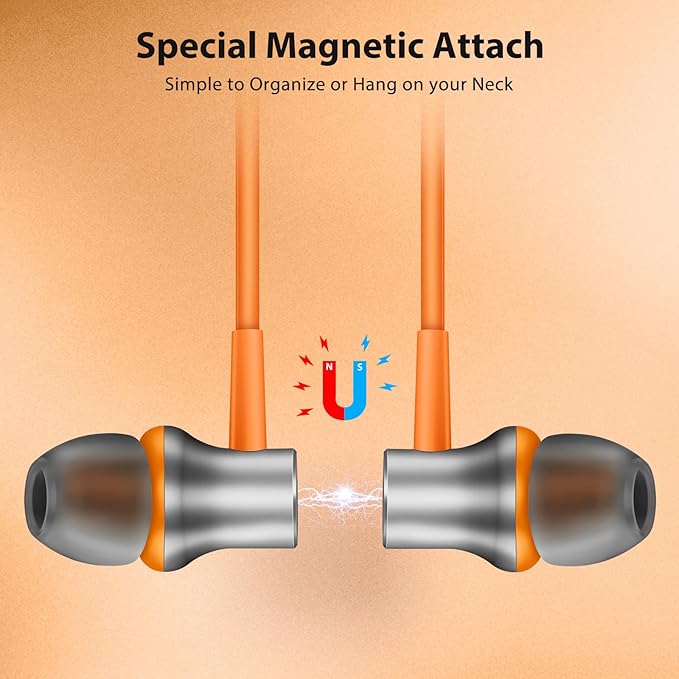 Jiunai USB C Earbuds for Samsung S26 Wired Headphones with USB C Plug in Ear Magnetic Stereo Remote Control Corded Type C Earphones for iPhone 17 16 15 Galaxy S25 S24 Pixel 10 for iPad Pro Orange Grey