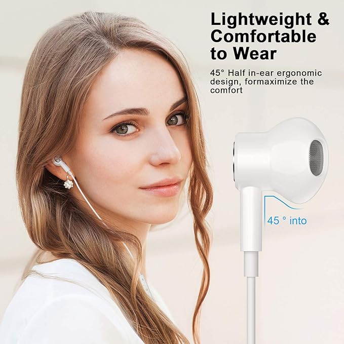 USB C Headphones Wired Type C Earphones for Samsung/Galaxy S26 S25 S24 Plus S23 S22 S21 S20 Note 20 Ultra DAC Magnetic Corded Earbuds for iPhone 15 16 16e 17 Air for Apple/Android Ear Buds White