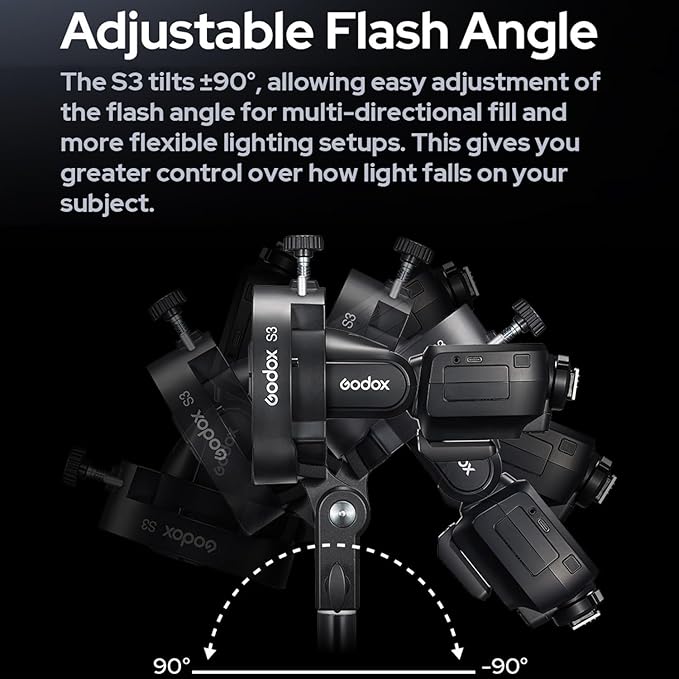 Godox S3 Speedlite Bracket (𝐒𝟐 𝐔𝐩𝐠𝐫𝐚𝐝𝐞𝐝 ) for Godox V1 AD200Pro AD200ProII AD300Pro AD400Pro AD100Pro V860III /TT685III /TT600 /TT350, Flash Bracket for Softbox Snoot , Bowens Mount Holder