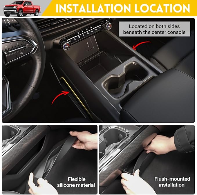 2PCS Center Console Shifter Organizer for 2022-2025 Chevy Chevrolet Silverado/GMC Sierra Gear Side Storage Box Tray Accessories