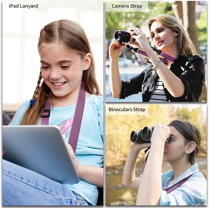 Adjustable Shoulder Strap, Nylon Camera Strap, Comfortable Neck Strap for iPad, Cellphone Tablet, Camera, Laptop, Binocular, Luggage Bag (Dark Purple Universal Lanyard)