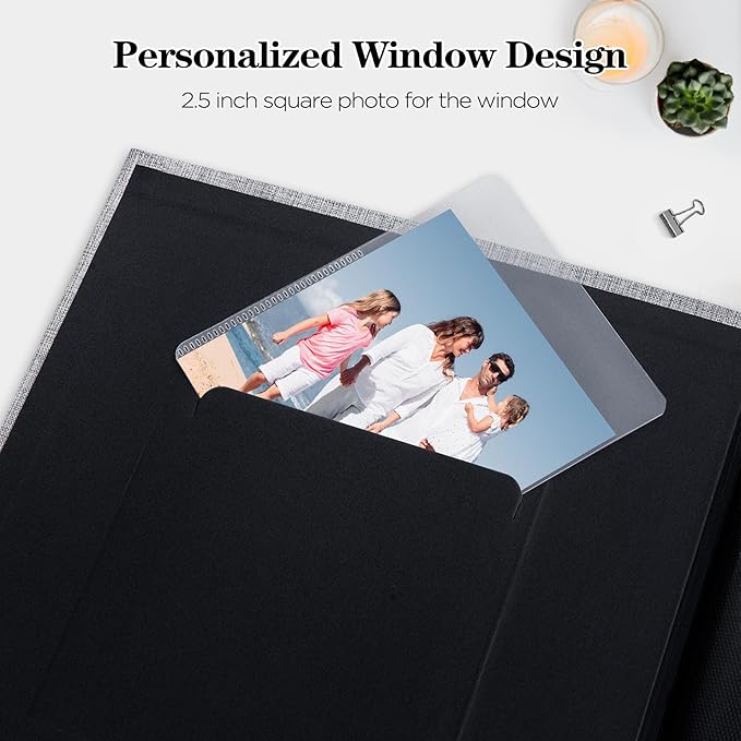 Mublalbum 2 Pack Small 4x6 Photo Album Linen Cover with Display Window Mini Picture Book Each Holds 52 Vertical Pockets for Artwork Postcards or Pictures Storage (Gray)