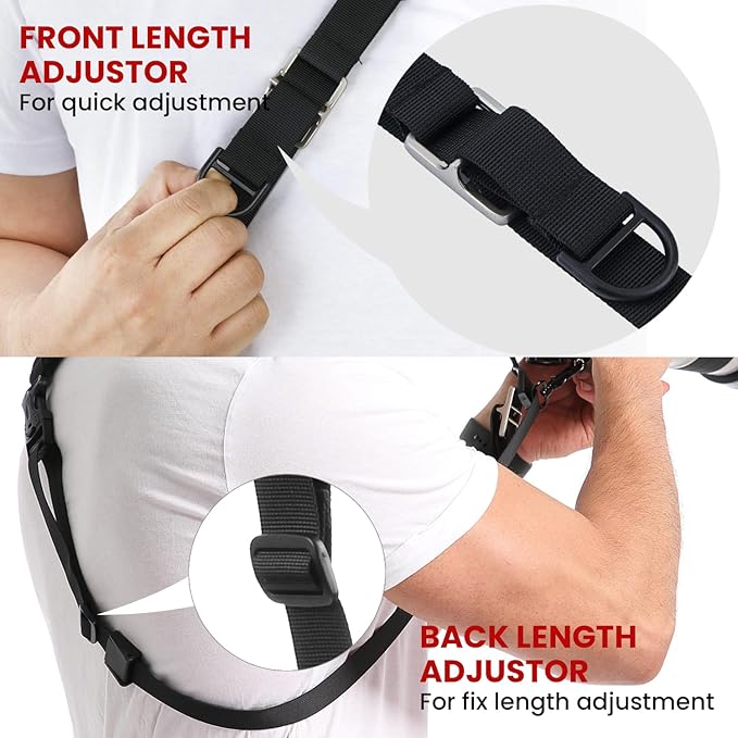 Waka Rapid Camera Neck Strap with Quick Release and Safety Tether, Adjustable Shoulder Sling Strap for Nikon Canon Sony Olympus DSLR - Black