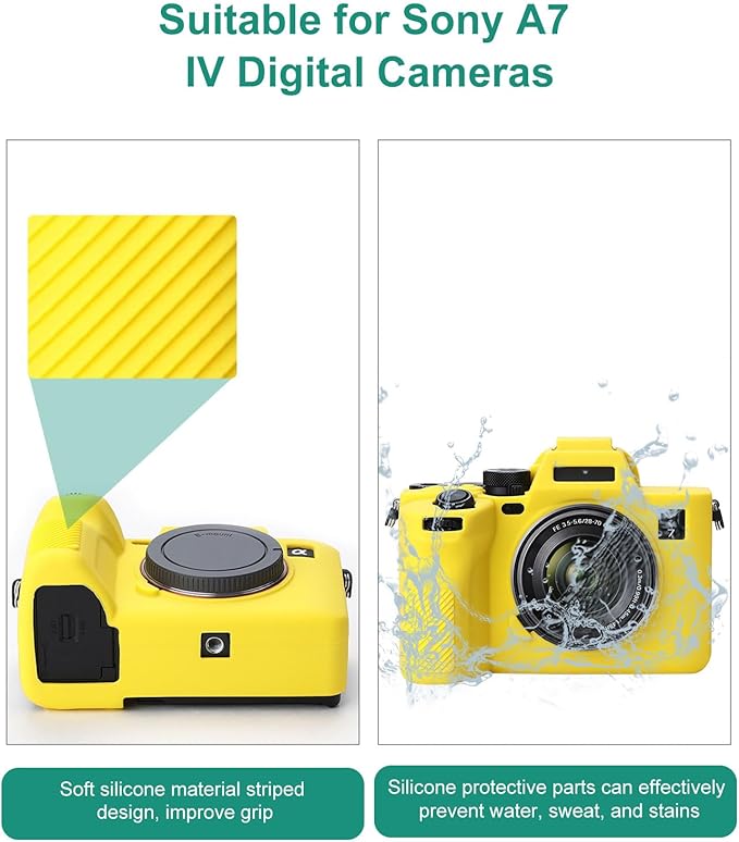 PULUZ Digital Camera Case for Sony A7 IV,Anti-Scratch Soft Silicone Protective Camera Case Camera Skin Case Cover (Yellow)