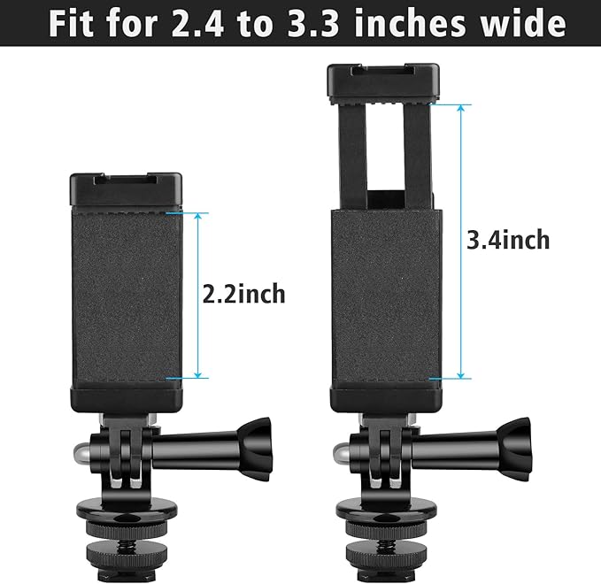 Anwenk Phone Holder Hot Shoe Mount Adapter with Cold Shoe Mount for Microphone/ Flash Light Compatible with Gopro Hero DJI Osmo Action Camera Smartphone, Attach on DSLR Camera / Ring Light/ Tripod