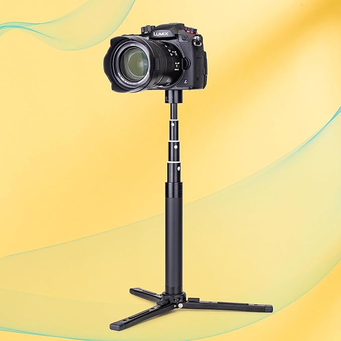 Zeadio All-in-One Extension Pole: 3 Section Camera Clamps Pole, Lightweight Telescoping Extension Mount for Gimbals, Digital Cameras, iPhones & Smartphones, 19cm to 73cm