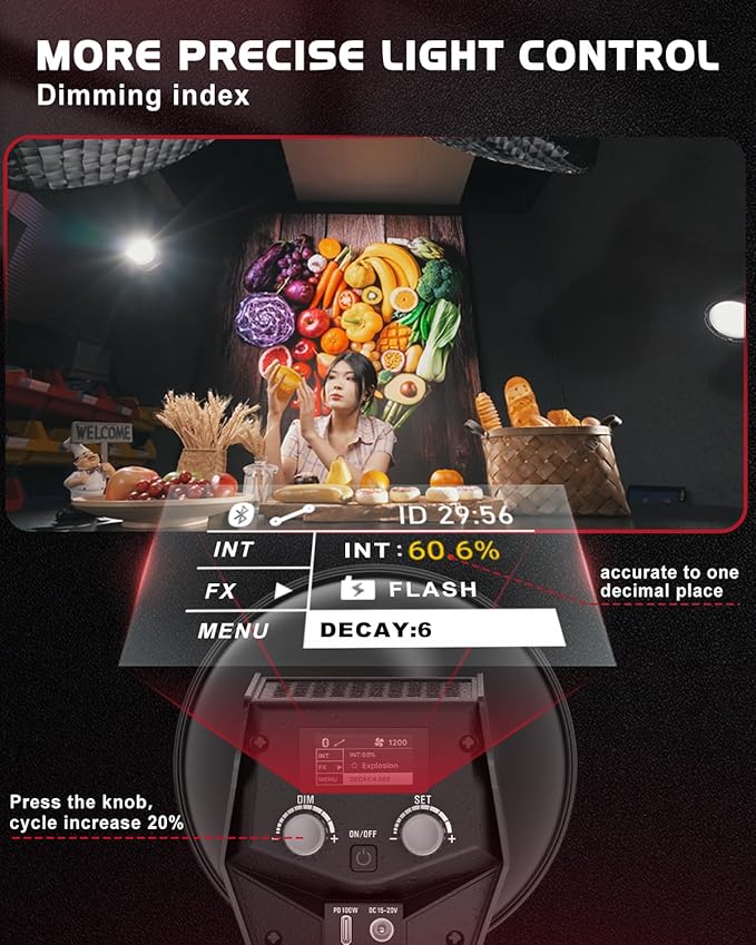 IFOOTAGE LED Video Light SL1 60DN,5600K Daylight Photography Lighting,70W Continuous Output Lighting,Portable Video Lighting for Video Recording,Studio,App Control