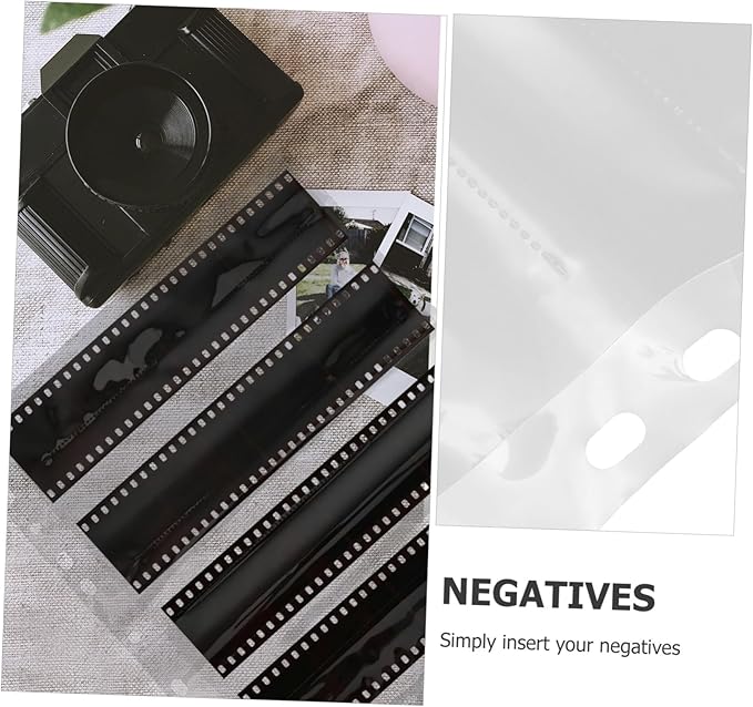 KICHOUSE 10pcs Film Negative Sleeves Heavy Duty Document Holders for Safe Photo Storage Archival Quality Protectors for Negatives and Slides Binder-Compatible Pages Kit