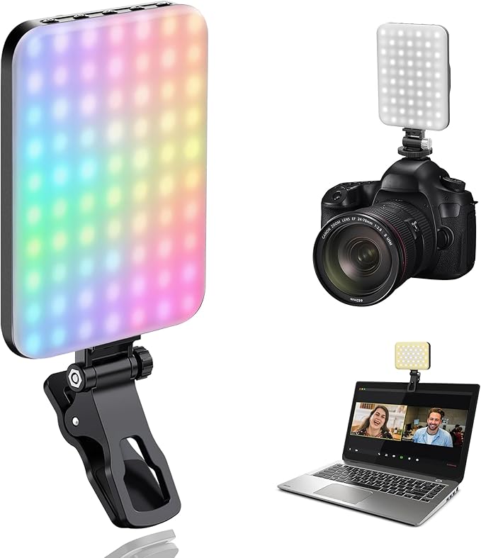 108 LED Video Light, 2500K-6500K RGB Selfie Light for iPhone-CRI 97+, 2200mAh Camera Light with 3CCT/RGB 360° Full Color/20 Lighting Effects, Portable Phone Light for Party, Photography, Streaming