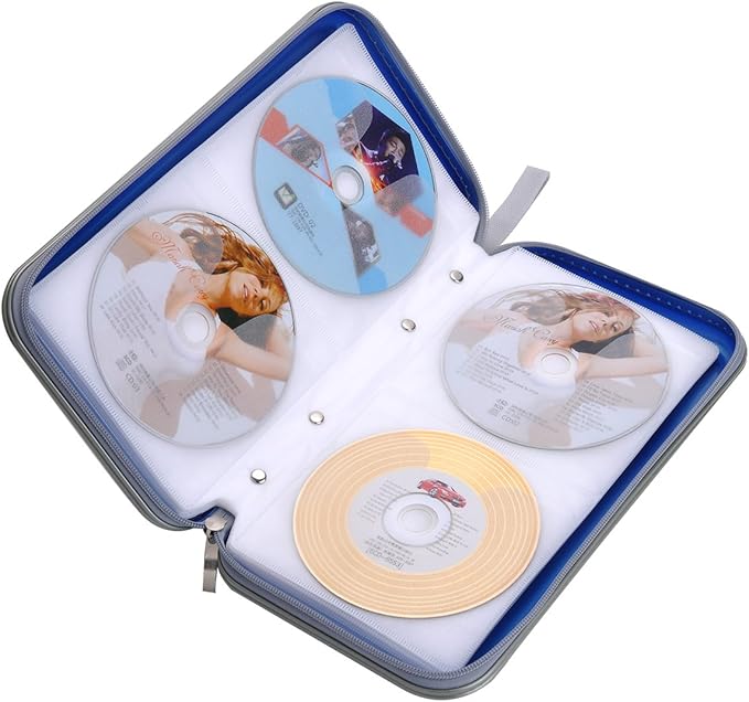70 Capacity Heavy Duty CD DVD Blu-ray Media Case Storage Holder Organizer Wallet (Blue)