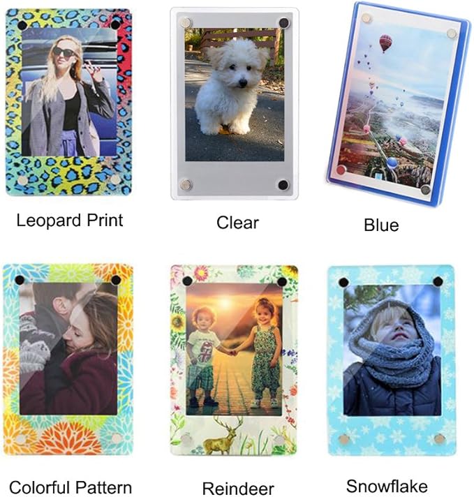 FoRapid 2 PCS 3-inch 2-Sided Clear Acrylic Refrigerator Magnetic Photo Frame-Elegant Frameless Display Fujifilm Mini 9 8 8+ 70 7s 90 25 26 50s Film/Cards/Memos/HP Pocket Photo Paper/2x3 Photo