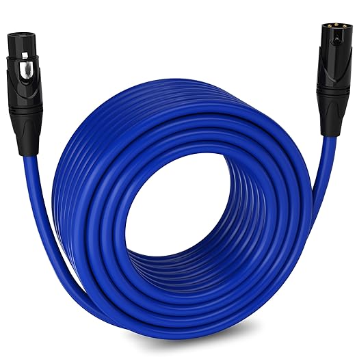 LyxPro 150 Feet XLR Microphone Cable Balanced Male to Female 3 Pin Mic Cord for Powered Speakers Audio Interface Professional Pro Audio Performance and Recording Devices - Blue