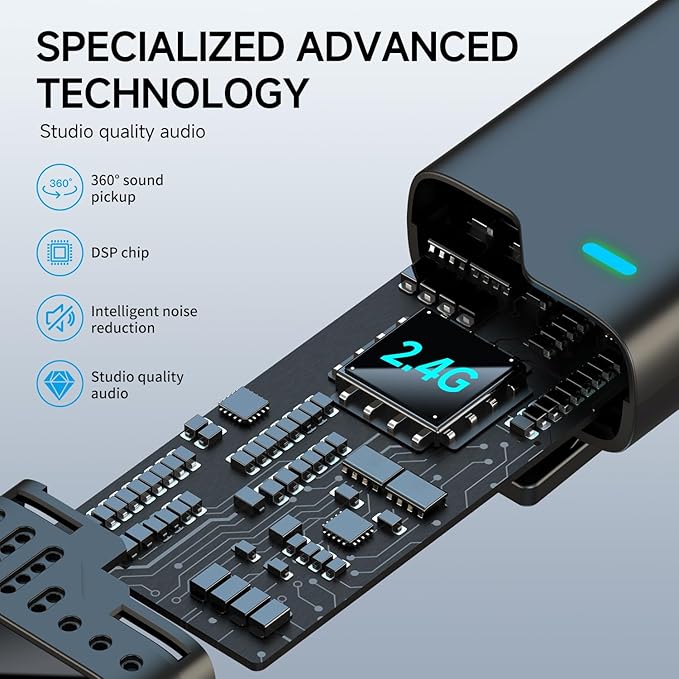 2 in 1 Professional Wireless Lavalier Microphone for Android, iPhone iPad with Charging Case Noise Cancellation Plug-Play Clip on Lapel Mic for YouTube, Recording, Vlog, Facebook Live Streaming