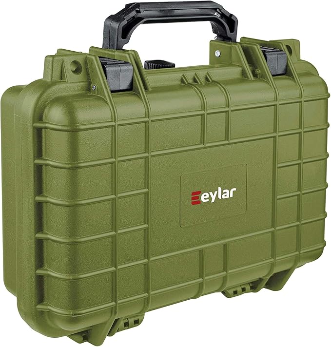 Eylar Protective Gear and Camera Hard Case Waterproof Dry Box with Foam 11.6 Inch 8.3 Inch 3.8 Inch (OD Green)