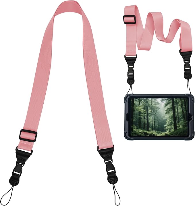 Adjustable Camera iPad Binocular Strap, Comfortable Shoulder Strap Nylon Neck Lanyard for iPad/Samsung Tablet Case,Crossbody Laptop Luggage Bag (Light Pink)