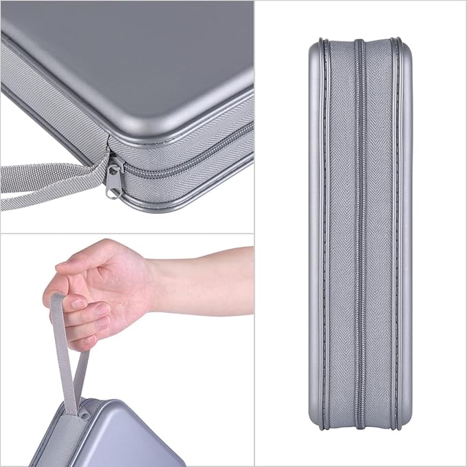 alavisxf xx CD Case, 96 Capacity Hard Plastic CD Holder Protective DVD Disc Storage Case Holder Portable Zipper CD DVD Organizer Storage Wallet for Car Home Travel (96 Capacity, Grey)