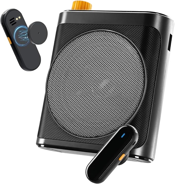 Tearstone Voice Amplifier for Teachers with Wireless Magnetic Lavalier Microphone, Bluetooth Portable Rechargeable Speaker, 2 Mics for Classroom, Meetings, Speeches, Outdoor (Black)