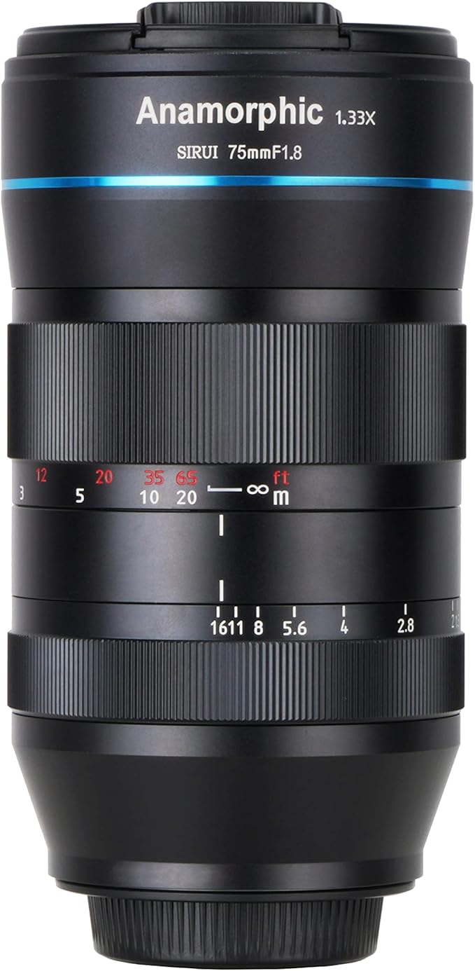 SIRUI 75mm F1.8 1.33X S35 Anamorphic Lens for L Mount, Blue Flare