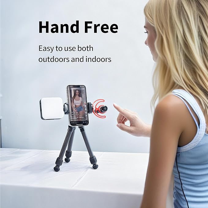 Aluminum Phone Tripod Mount with Cold Shoe & ARCA-Swiss Quick Release, Adjustable Smartphone Clamp with 1/4" Thread, Universal Phone Holder for iPhone 17/16/15/14/13, Samsung, Vlogging, Filming