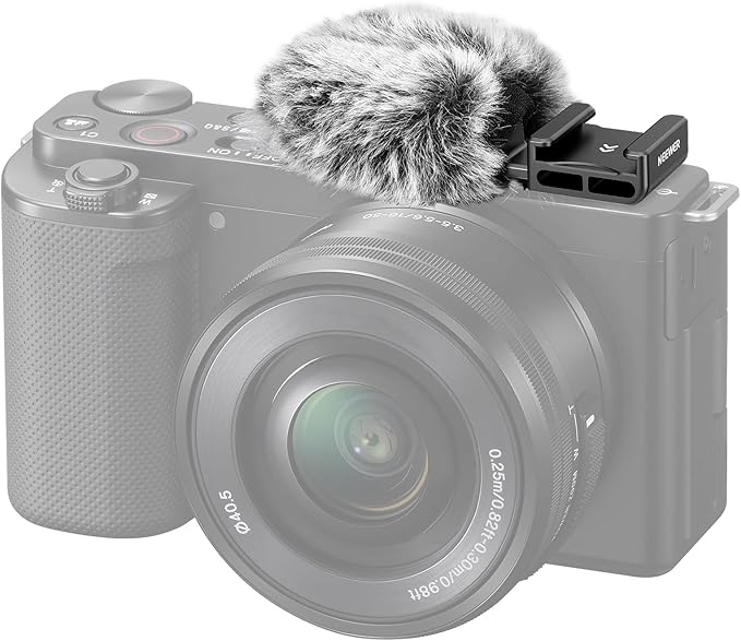 Neewer Cold Shoe Wind Muff for ZV Series Vlog Cameras, Microphone Furry Windscreen with Cold Shoe Mount Adapter Accessory Compatible with Sony ZV-1F ZV-E10 ZV-1 ZV-E1 ZV-1 II, CA133 Black