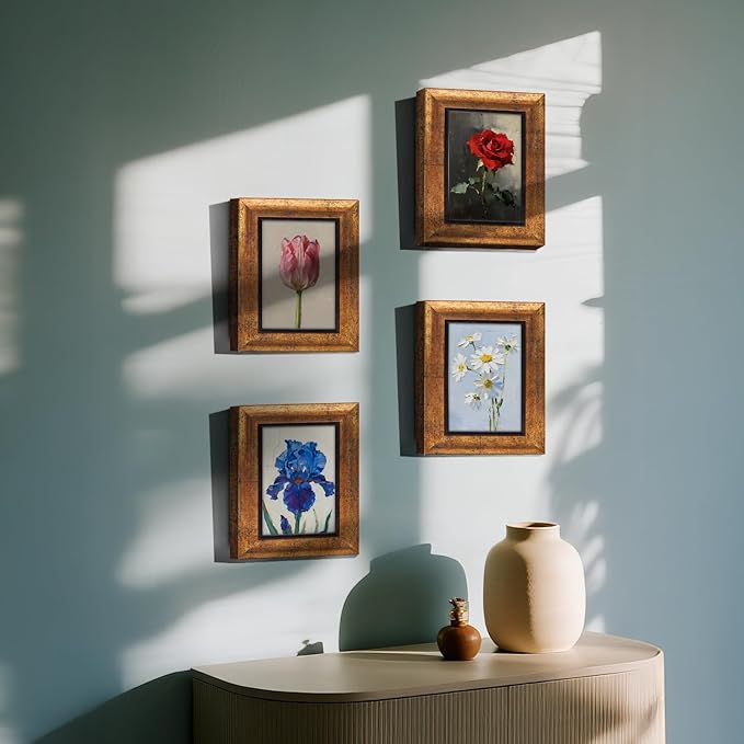 XUANLUO 4x6 Picture Frames Set of 4 Rustic Retro Photo Frame with HD Plastic Cover for Wall Mount and Tabletop Display Family Friends Wedding Gift