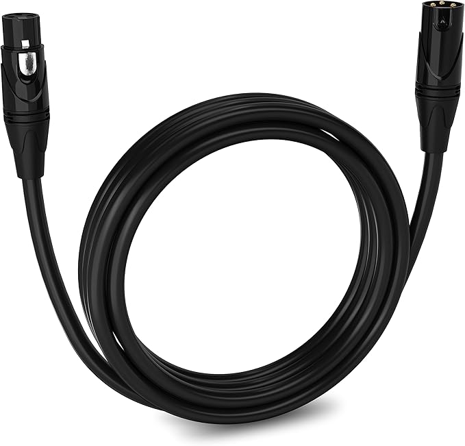 LyxPro Quad Series 10 ft XLR 4-Conductor Star Quad Balanced Microphone Cable for High End Quality and Sound Clarity, Extreme Low Noise, Black