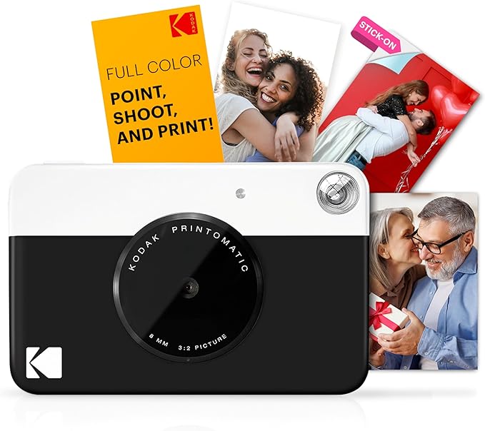 KODAK Printomatic Full-Color Instant Print Digital Camera - Colorful Photos On Zink 2x3" Sticky-Back Photo Paper - 5MP, Portable, Creative Fun Gift for Birthday, Christmas, Holiday - Black