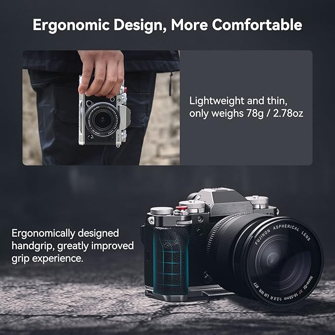 SmallRig X-T5 Handgrip L-Shape Grip for FUJIFILM X-T5 Camera, Built-in Quick Release Plate for Arca, Silicone Side Handle, Shutter Button, Lightweight and Comfort - 4136