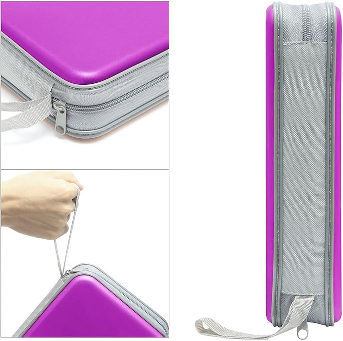 CD Case, Siveit DVD Case Holder 96 Capacity Hard Plastic CD DVD Disc Cases Storage Binder Wallet for Car Home Office Travel (Purple)