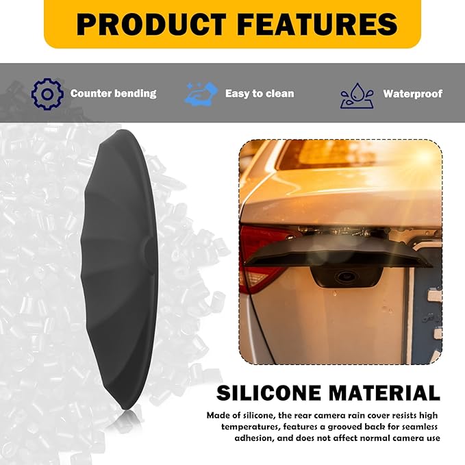 Car Backup Camera Rain Shield,Wider Car Back Up Camera Rain Cover Avoids Rains from Touching Lens,Silicone Cars Rear View Cameras Cover with Adhesive Backing Car Accessories(Standard:For widths:>0.9")