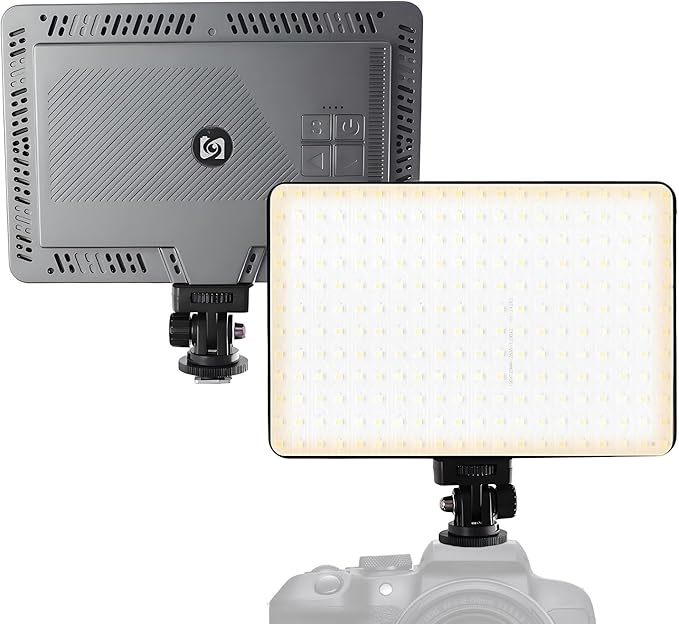 LED Video Light Panel, Dimmable DSLR Camera Light for Pictures Photo Video Recording with 4000mAh Rechargeable Battery, Cold Shoe, 240pcs Lamp Beads, CRI>95 2700K-6500K for Photography Live Streaming
