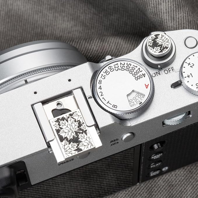 DBZZ Leaf Camera hot Shoe Cover and Camera Shutter Button for Nikon zf for Fujifilm X-T5 X-T4 X-T3 X-T30 II X-T20 X100VI X100V X100 X-PRO3 X-PRO2 X-S20 X-S10 (Aluminium Leaves Set)