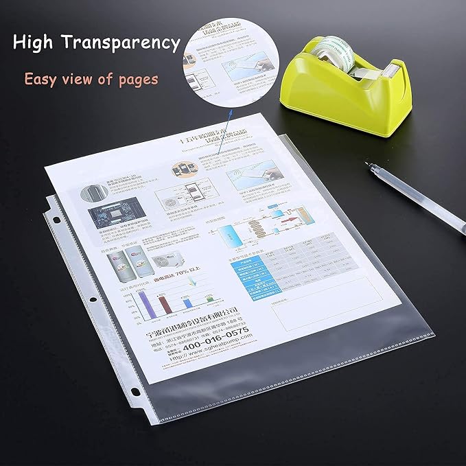 Seashell 200 Pack Heavy Duty Sheet Protectors 8.5 x 11,Clear Paper Protectors for 3 Ring Binder, Letter Size Plastic Sleeves for Binders, Durable, Archival Safe,Top Loading for 8.5 x 11 Inch Sheets