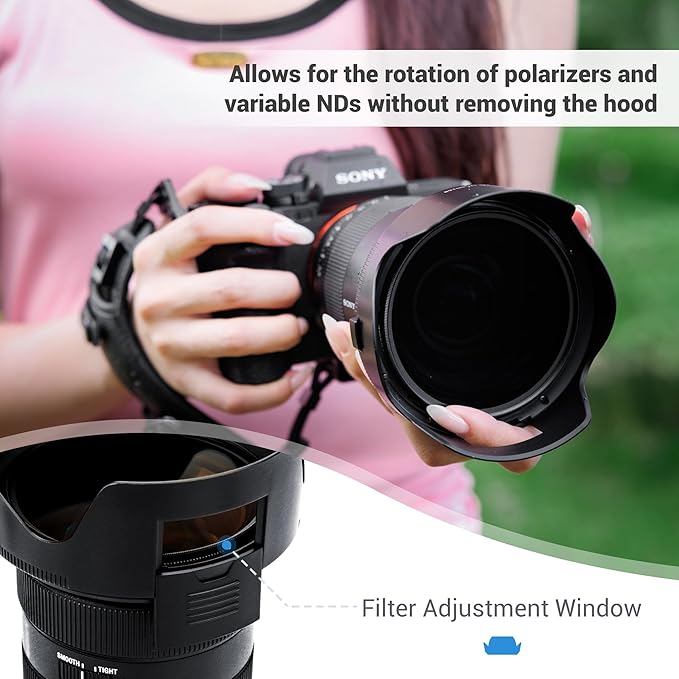 JJC ALC-SH168 Bayonet Reversible Lens Hood Shade for Sony FE 24-70mm F2.8 GM II Lens SEL2470GM2(Not for Sigma 24-70mm Lens), Replaces Sony ALC-SH168 Lens Hood, Allows to Attach 82mm Filter & Lens Cap