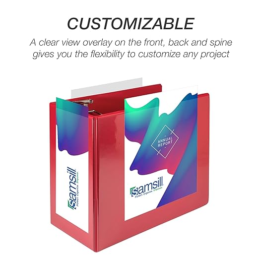 Samsill Durable 6 inch 3 Ring Binder, Made in USA, Locking D Ring FSC 100% Recycled Chipboard, Red, 6 Pack
