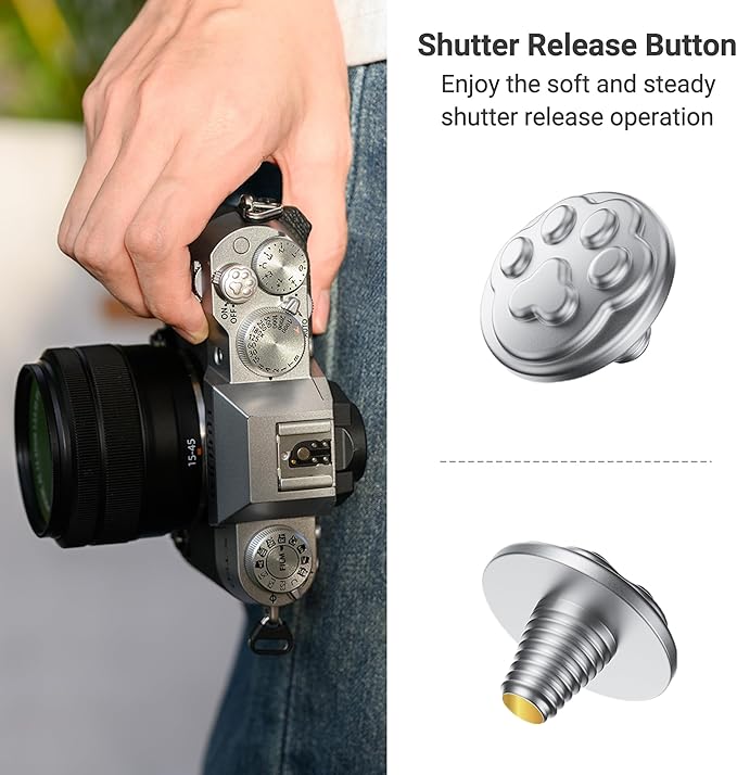 JJC Camera Shutter Button, Soft Release Button with Cute Cat’s Claw Pattern for Fuji Fujifilm X-M5 X-T5 X-T4 X-T50 X-T30 III II X-PRO3 X00VI X-E5 X Half Leica Q3 43 Sony RX10 IV Nikon Zf Df Cameras
