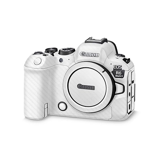Carbon Fiber Camera Skin Compatible with Canon EOS R6 Mark II Camera (2022) - Solid White - Premium 3M Vinyl Protective Wrap Decal Cover - Easy to Apply | Crafted in The USA by MightySkins